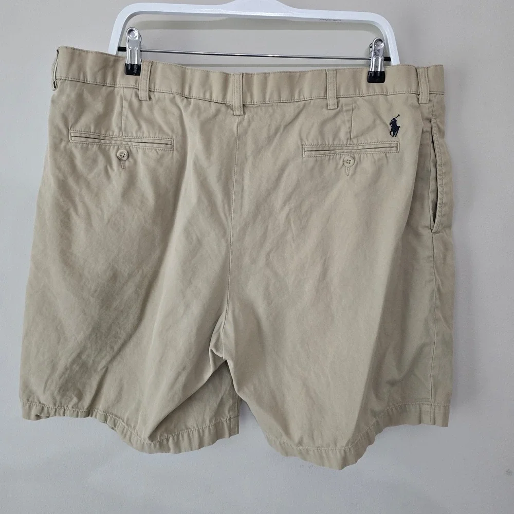 Polo Ralph Lauren Tyler Short Mens 40 Tan Khaki Pleated Chino Cotton Shorts 0636